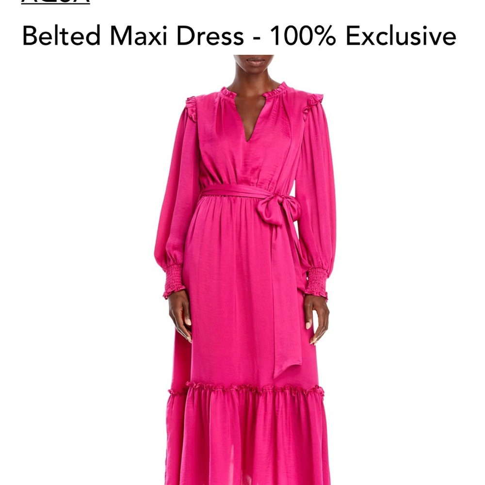 Bloomingdale’s Aqua Belted Maxi Dress EUC